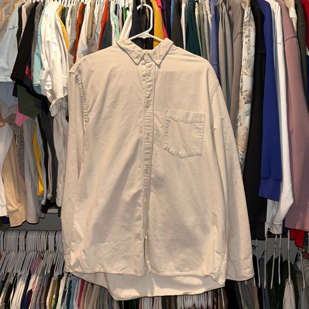 Men's H&M Cream Corduroy Button Down